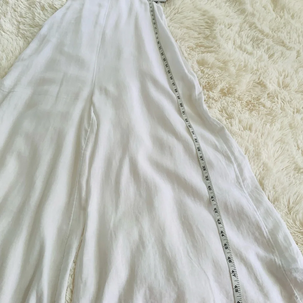 HAUTE HIPPIE STYLE Brilliant White Linen Blend Swimsuit Cover-up Jumpsuit - Picture 8 of 13